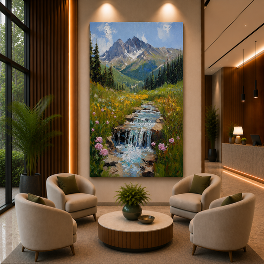 Mountain Waterfall Landscape Canvas Wall Art