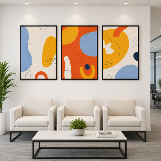 Botanical Abstract Canvas Wall Art Set of 3