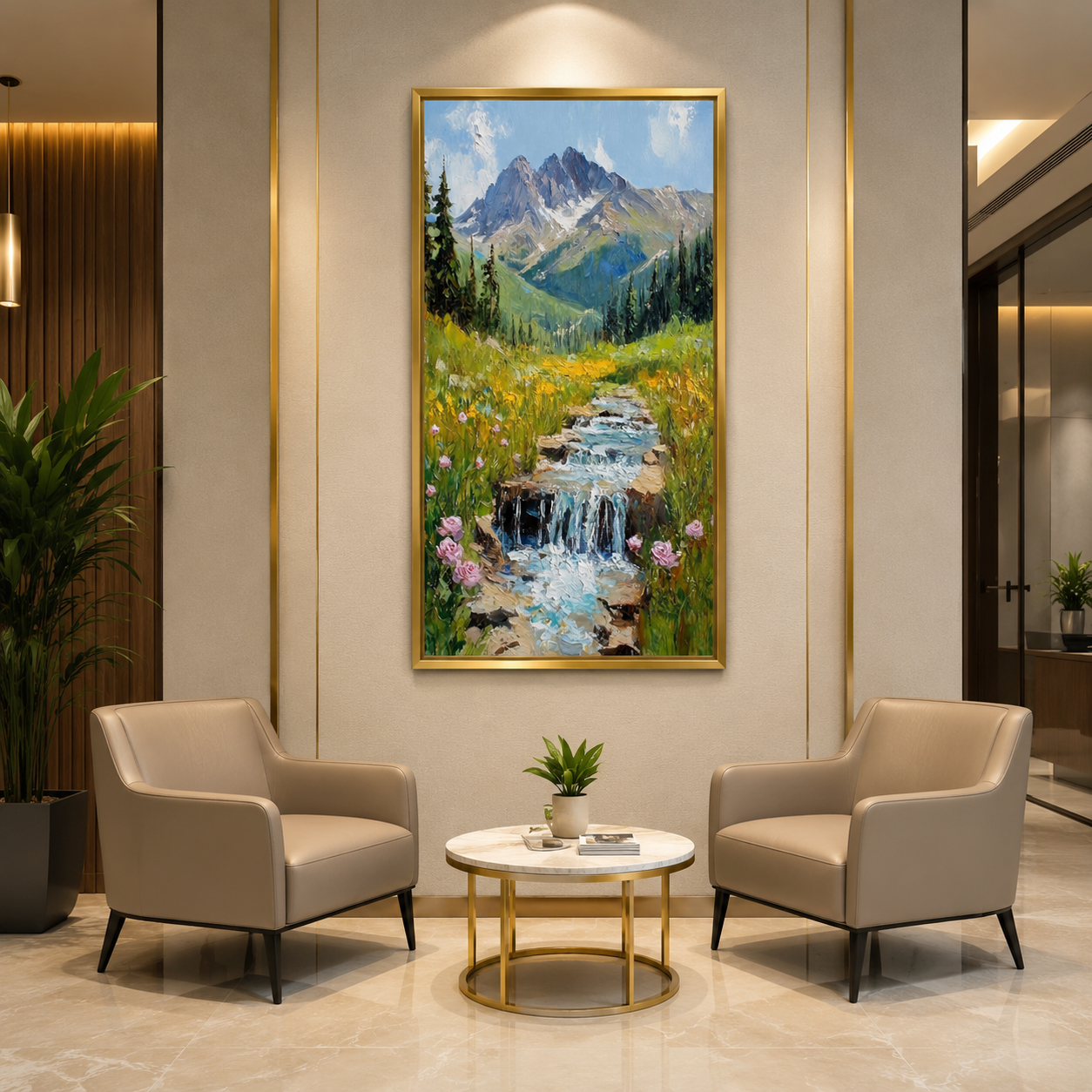 Mountain Waterfall Landscape Canvas Wall Art for Home Decor