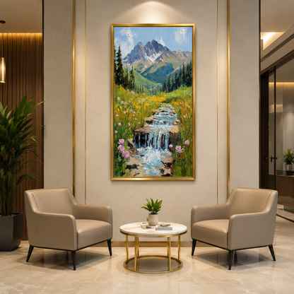 Mountain Waterfall Landscape Canvas Wall Art for Home Decor