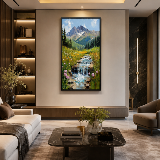 Mountain Waterfall Landscape Canvas Wall Art
