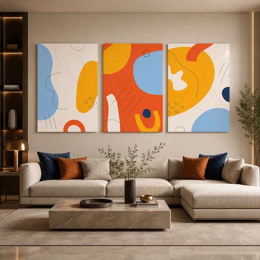 Botanical Abstract Canvas Wall Art Set of 3