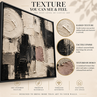 Monochrome Geometric Textured Abstract Canvas Art