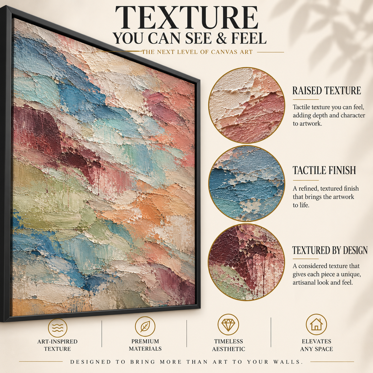 Pastel Layers Textured Abstract Canvas Art