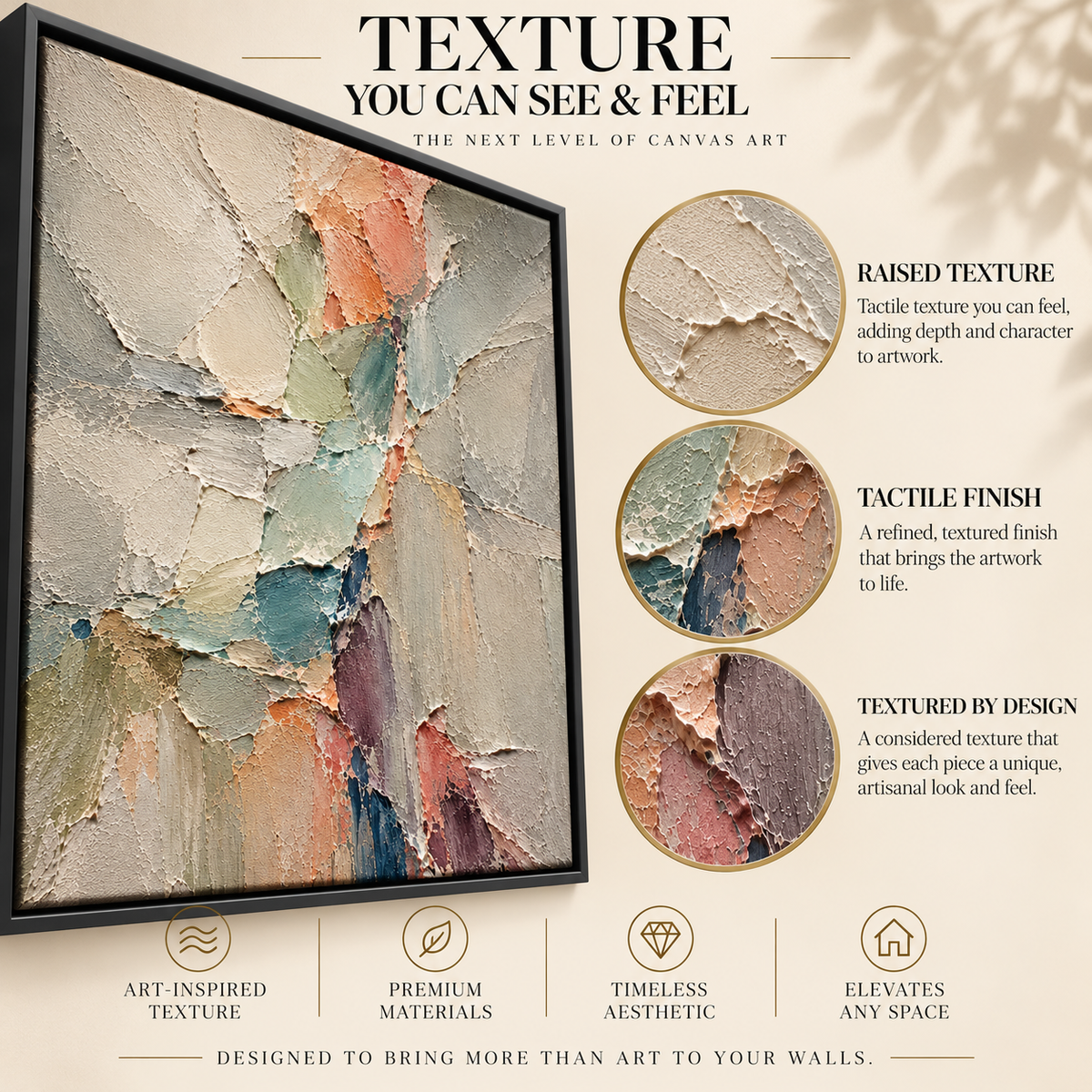 Pastel Fragment Textured Abstract Canvas Art