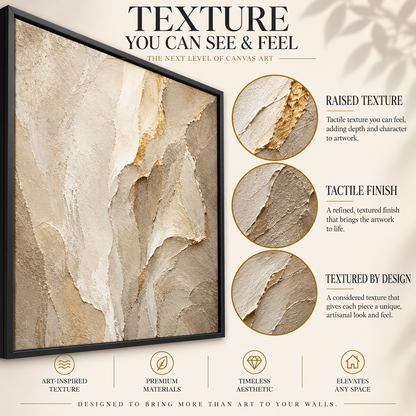 Ivory Stone Relief Textured Abstract Canvas Art