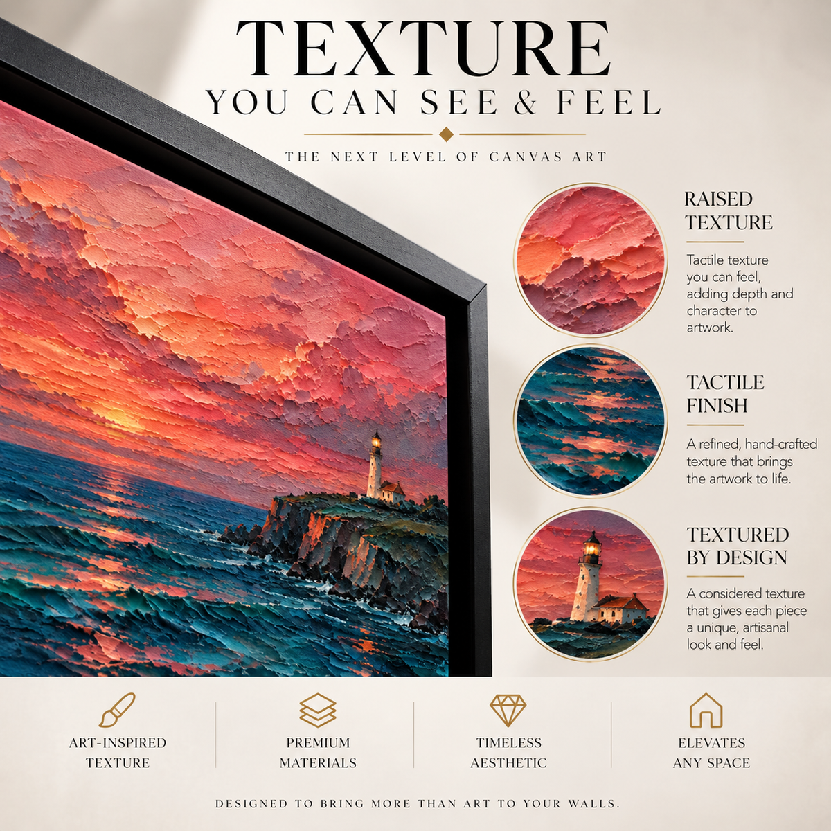 Sunset Lighthouse Seascape Panoramic Canvas Wall Art