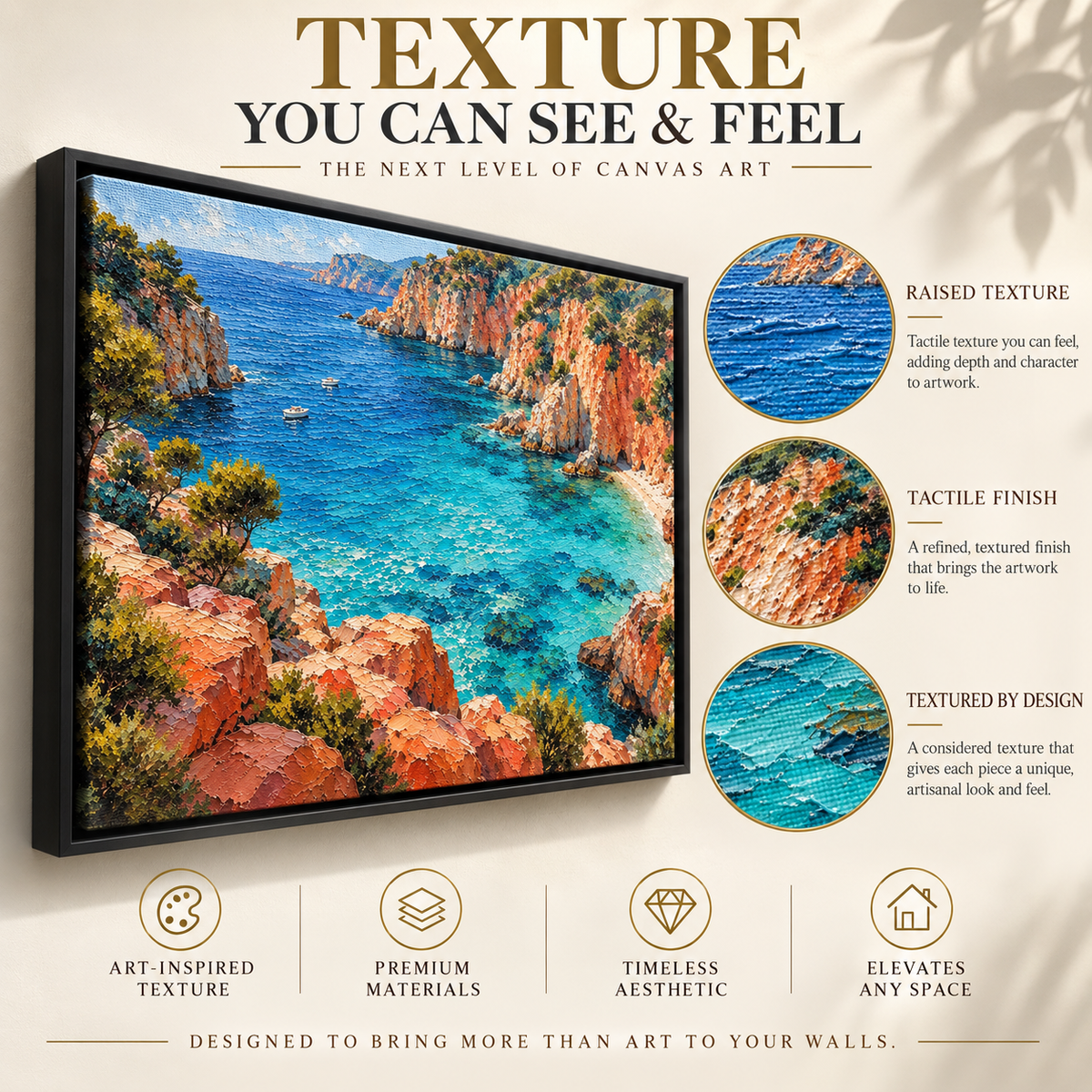 Turquoise Cove Mediterranean Coastal Canvas Art