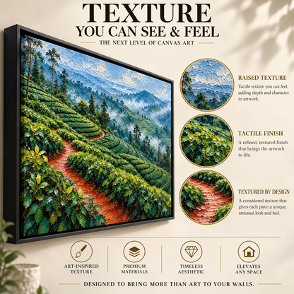 Misty Tea Hills Textured Landscape Canvas Art