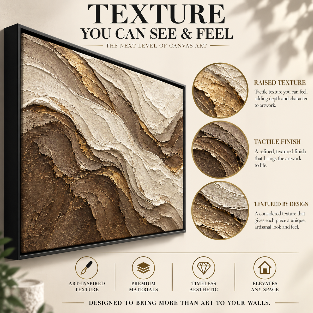 Sculpted Earth Neutral Textured Abstract Canvas Art
