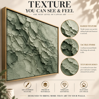 Sage Green Monochrome Textured Abstract Canvas Art