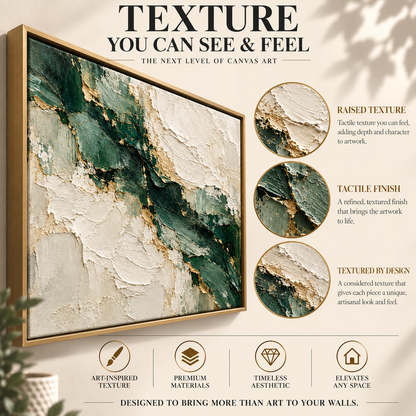 Emerald Ivory Rift Textured Abstract Canvas Art