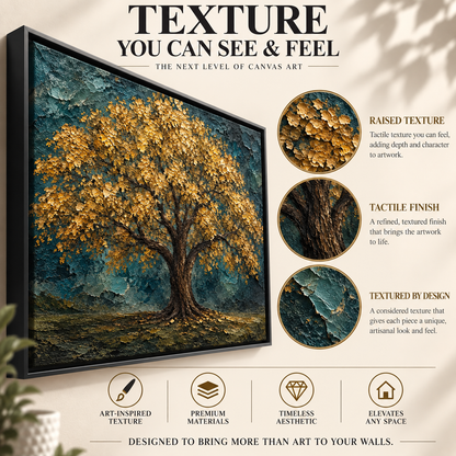 Golden Tree of Life Textured Canvas Art