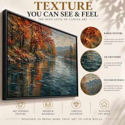 Autumn River Landscape Textured Canvas Art