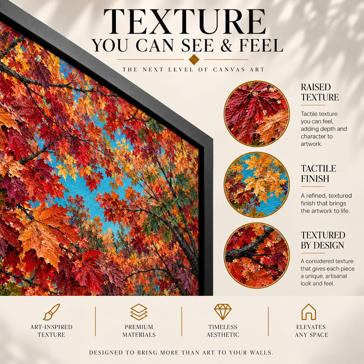 Autumn Maple Canopy Textured Nature Canvas Art