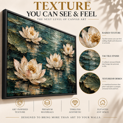 Lotus Reflections Textured Botanical Canvas Art