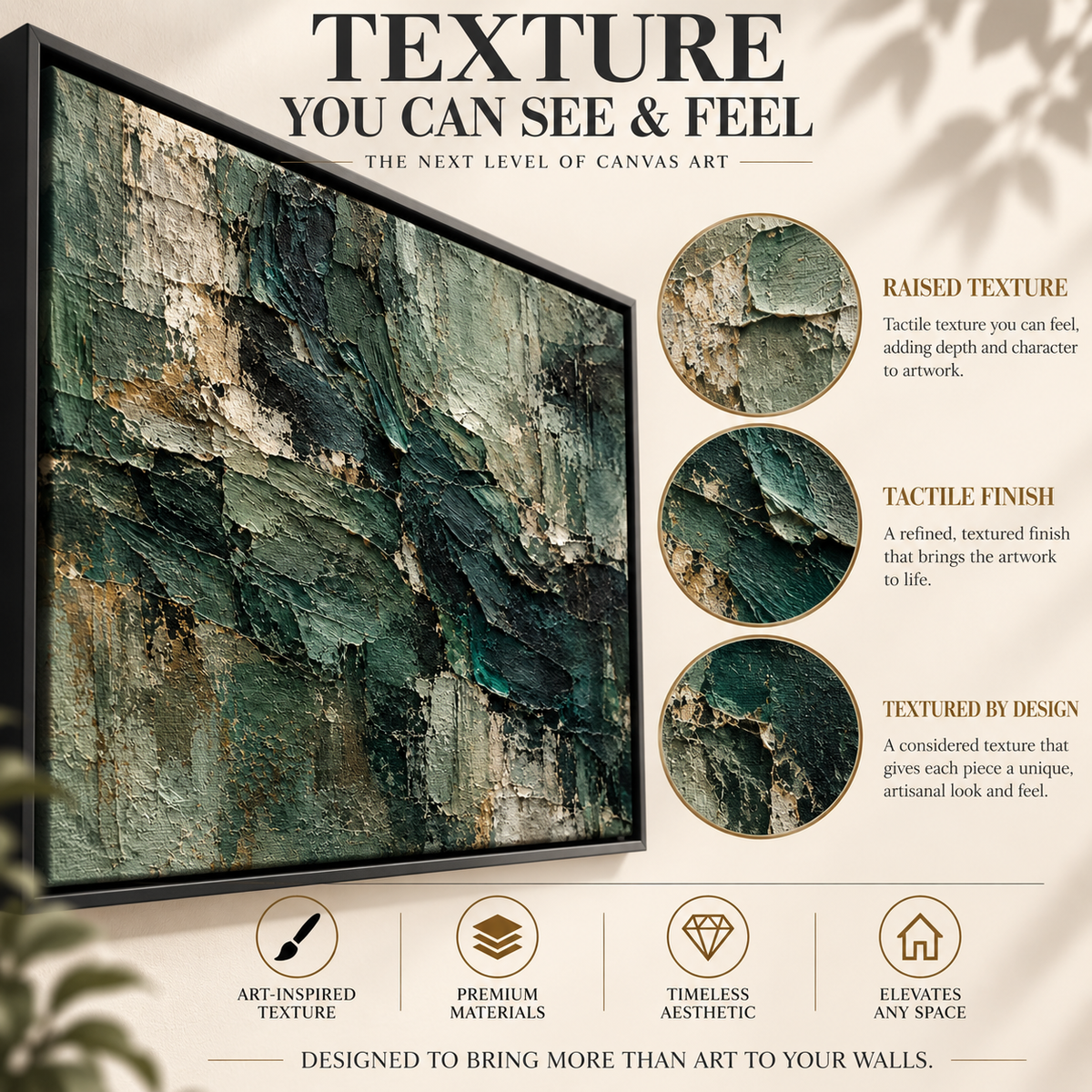 Emerald Passage Textured Abstract Canvas Art