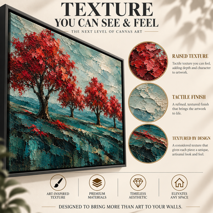 Crimson Grove Textured Landscape Canvas Art