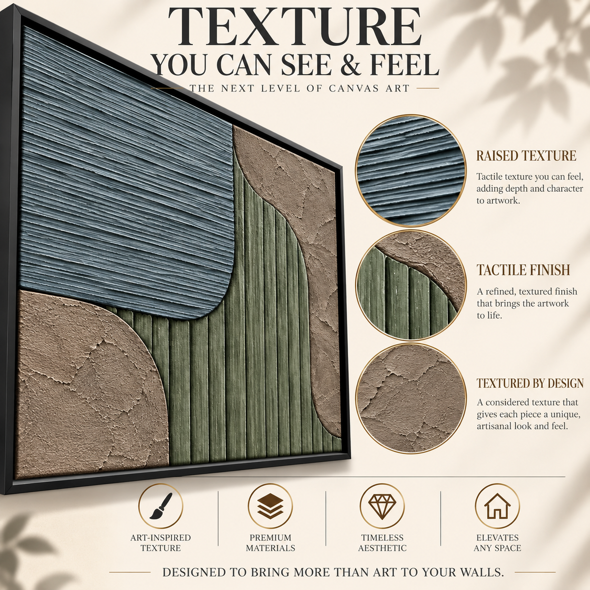 Sage Green and Slate Blue Geometric Textured Canvas Art