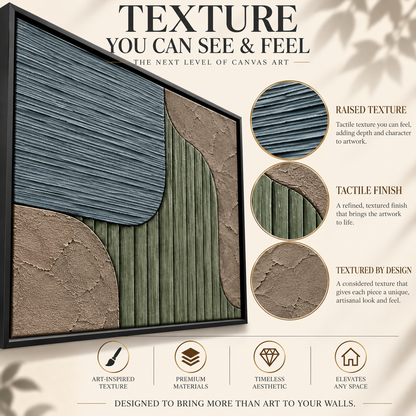 Sage Green and Slate Blue Geometric Textured Canvas Art