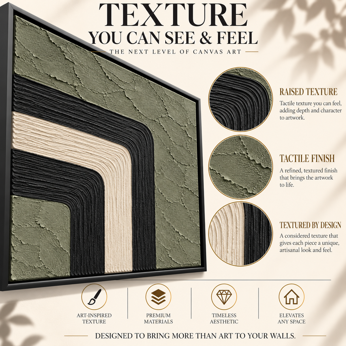 Sage Green Geometric Arch Textured Canvas Art