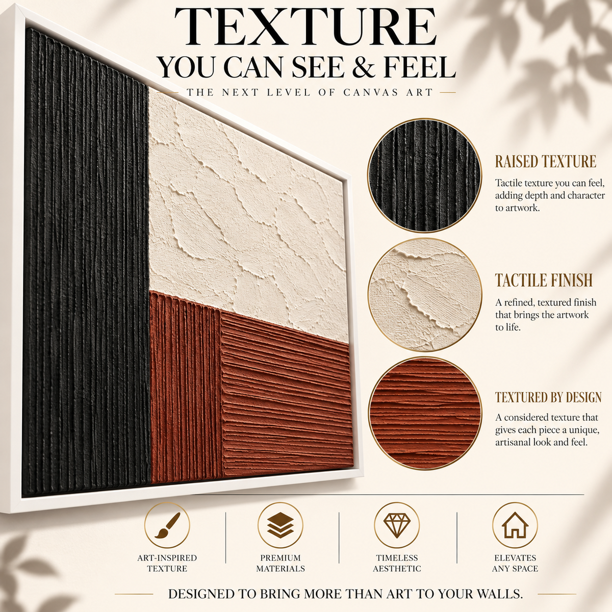 Terracotta Grid Modern Textured Abstract Canvas Art