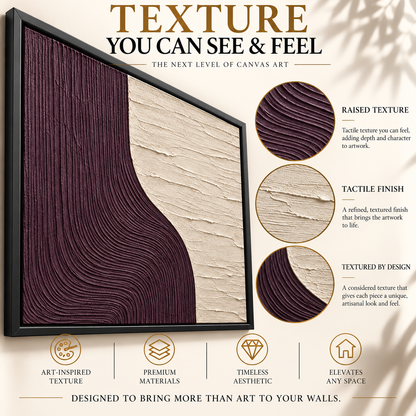 Plum Flow Sculptural Textured Abstract Canvas Art