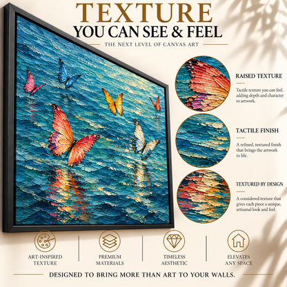 Butterflies Over Water Textured Contemporary Canvas Art