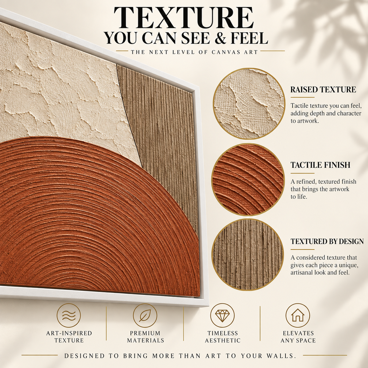 Terracotta Arch Minimal Textured Geometric Canvas Art