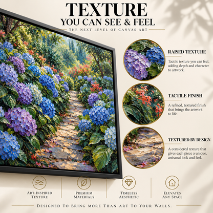 Hydrangea Garden Path Textured Floral Canvas Art