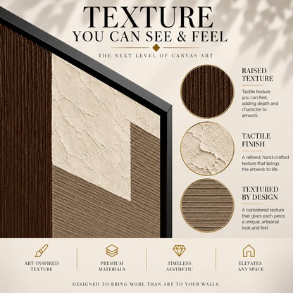 Chocolate Brown Neutral Geometric Textured Canvas Art