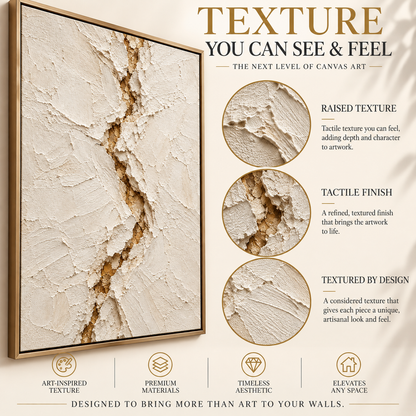 Ivory Rift Textured Abstract Canvas Art