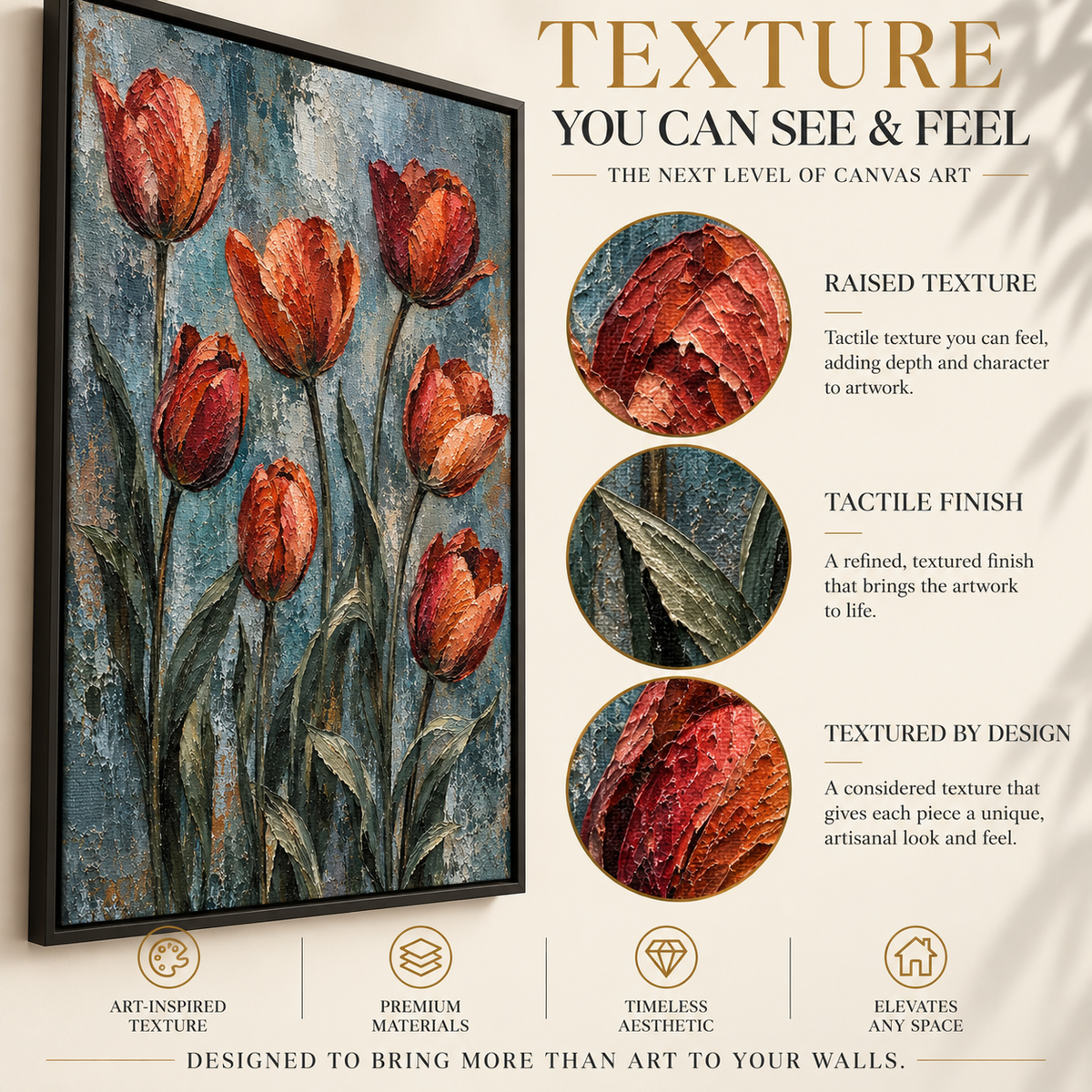 Burnished Tulips Textured Botanical Canvas Art