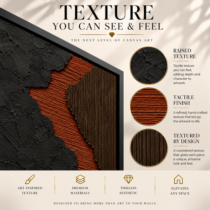 Charcoal and Rust Textured Abstract Canvas Art