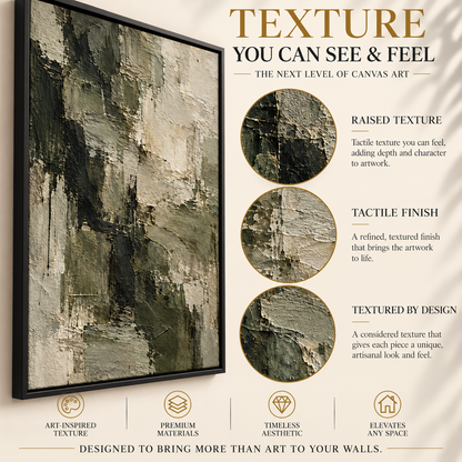 Olive Green Neutral Abstract Textured Canvas Art