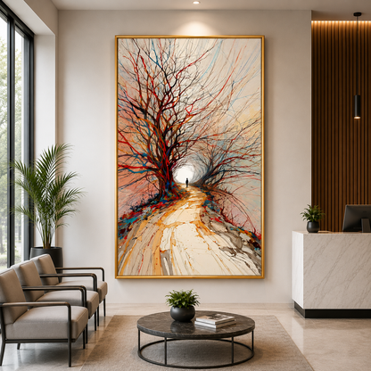Abstract Tree Path Canvas Wall Art Modern Landscape Painting Decor