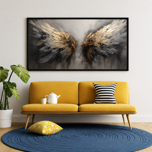 Abstract Angel Wings Canvas Wall Art Modern Spiritual Painting Decor