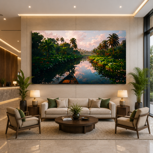 Tropical River Paradise Canvas Wall Art Nature Landscape Decor