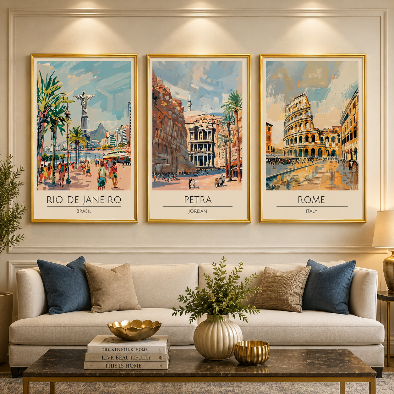 Rio Petra Rome Wall Art Canvas Painting Set of 3 Travel Decor