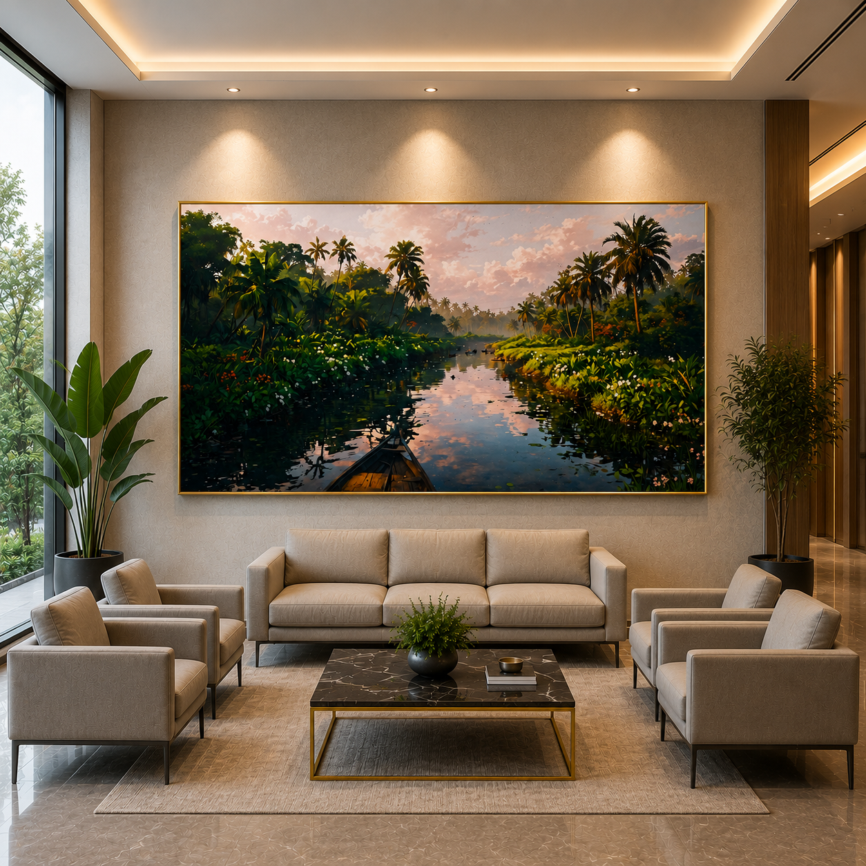 Tropical River Paradise Canvas Wall Art Nature Landscape Decor