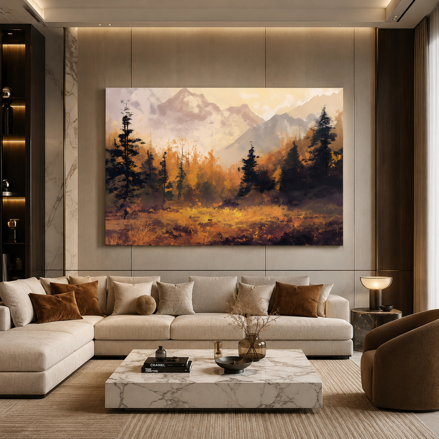 Autumn Mountain Forest Canvas Wall Art