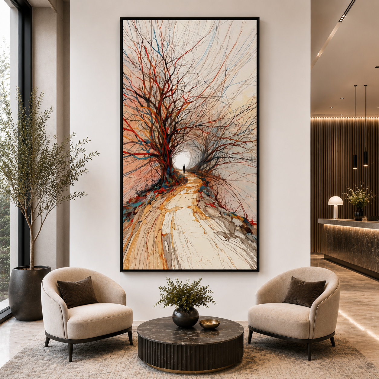 Abstract Tree Path Canvas Wall Art Modern Landscape Painting Decor