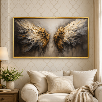 Abstract Angel Wings Canvas Wall Art Modern Spiritual Painting Decor