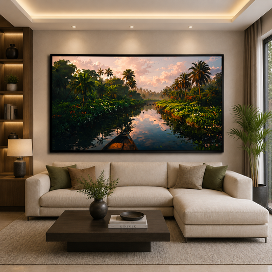 Tropical River Paradise Canvas Wall Art Nature Landscape Decor