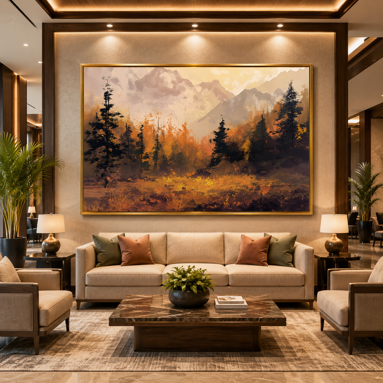 Autumn Mountain Forest Canvas Wall Art Scenic Landscape Painting