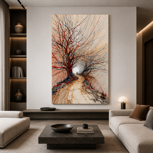Abstract Tree Path Canvas Wall Art Modern Landscape Painting Decor
