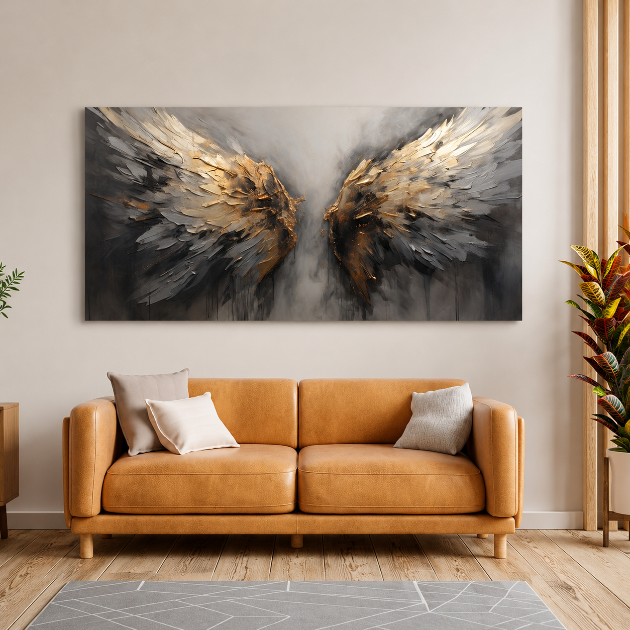 Abstract Angel Wings Canvas Wall Art Modern Spiritual Painting Decor