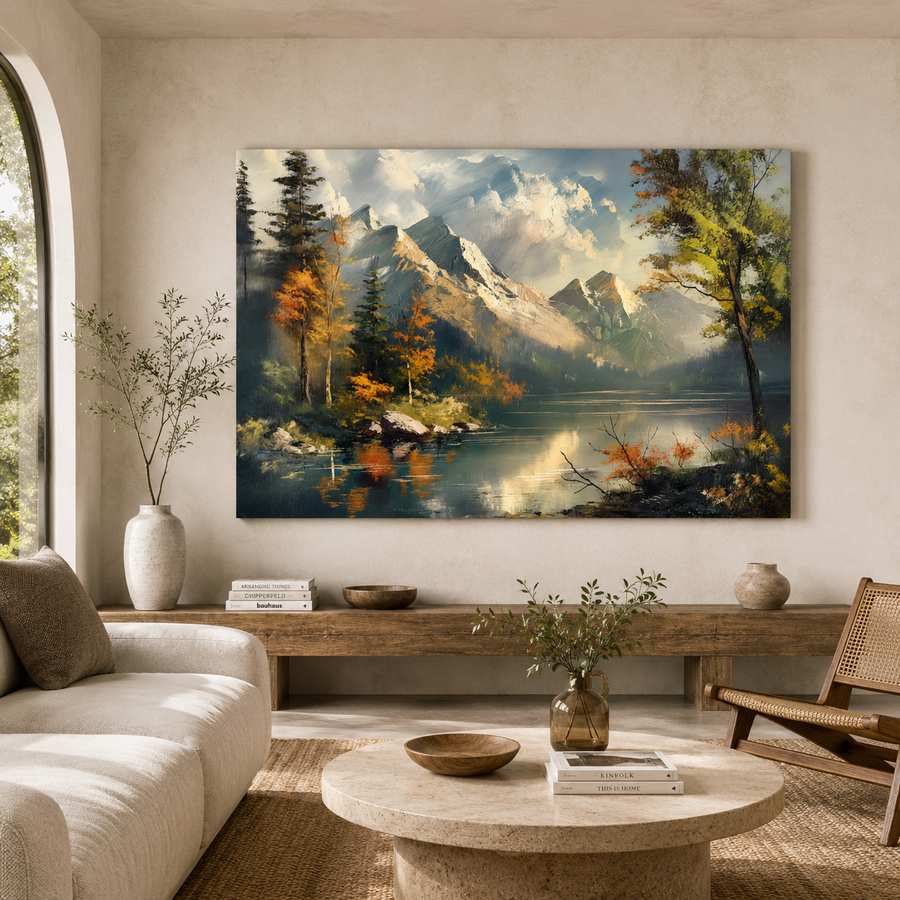 Mountain Lake Landscape Canvas Wall Art