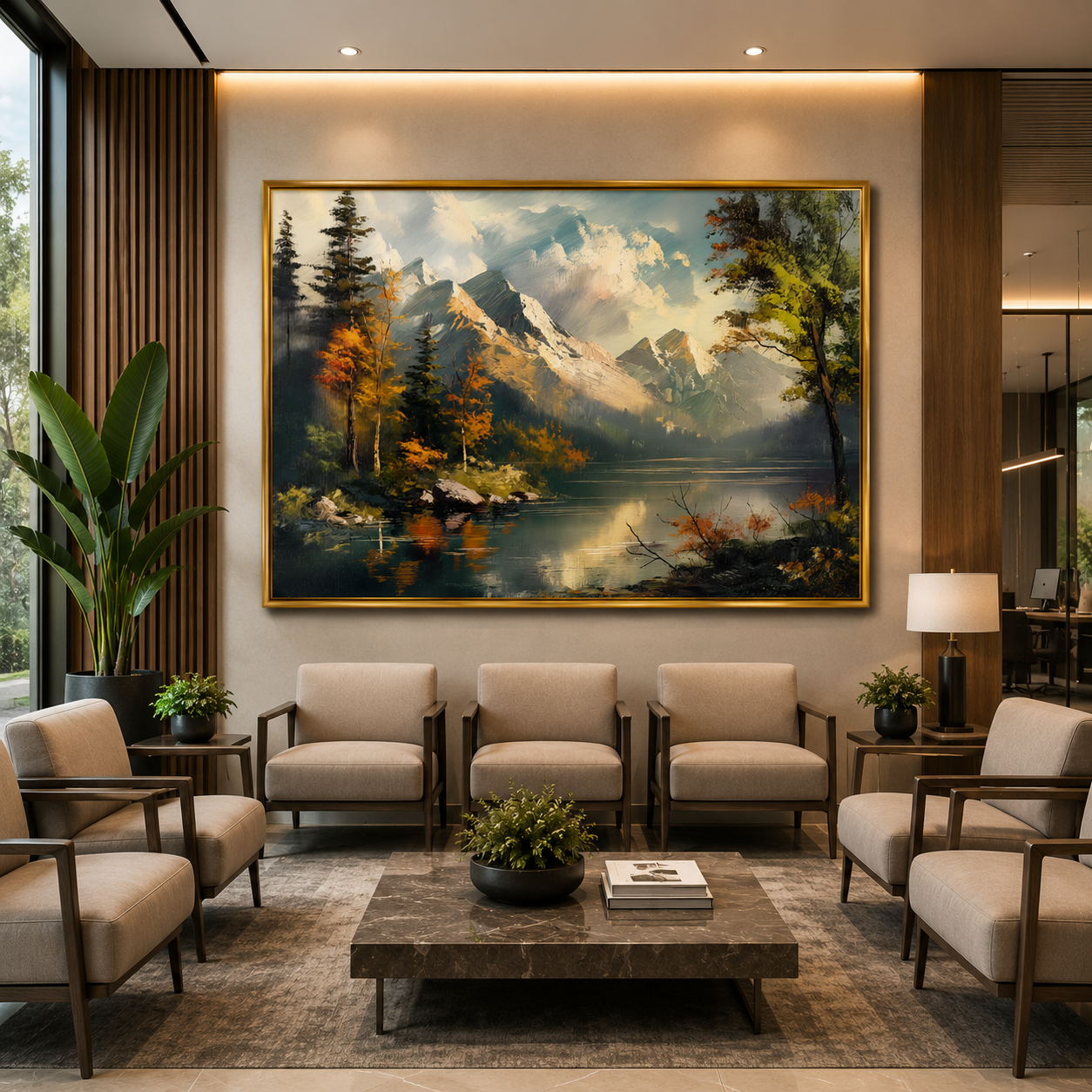 Mountain Lake Landscape Canvas Wall Art Nature Scenic Painting