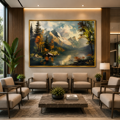 Mountain Lake Landscape Canvas Wall Art Nature Scenic Painting